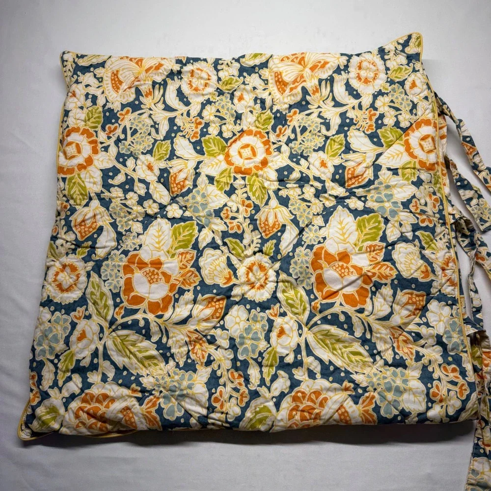 Pottery Barn Maggie Floral Euro Sham Pair Blue Orange Cottage‎ Grandmillennial